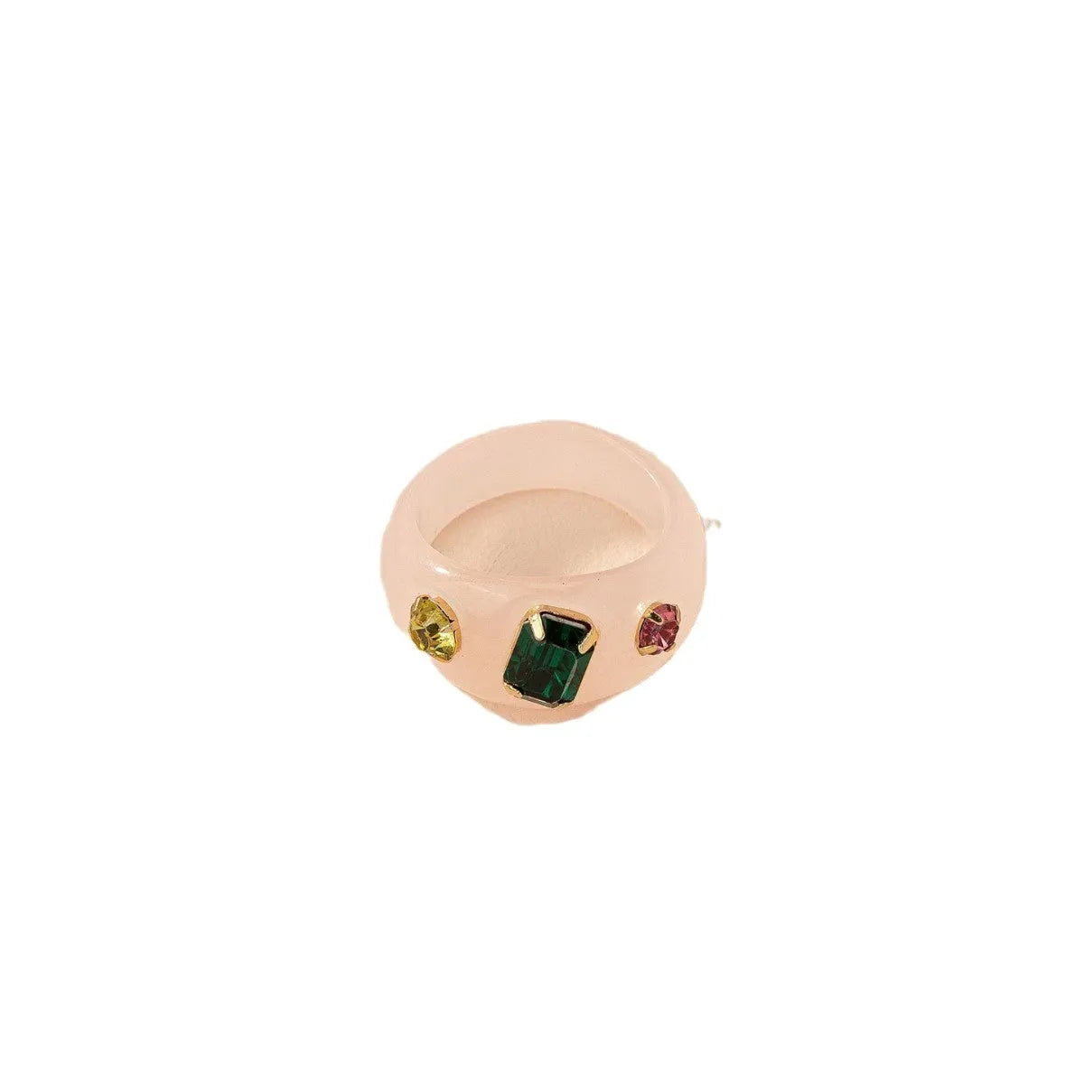 Transparent acrylic ring for women with retro minority ornament design