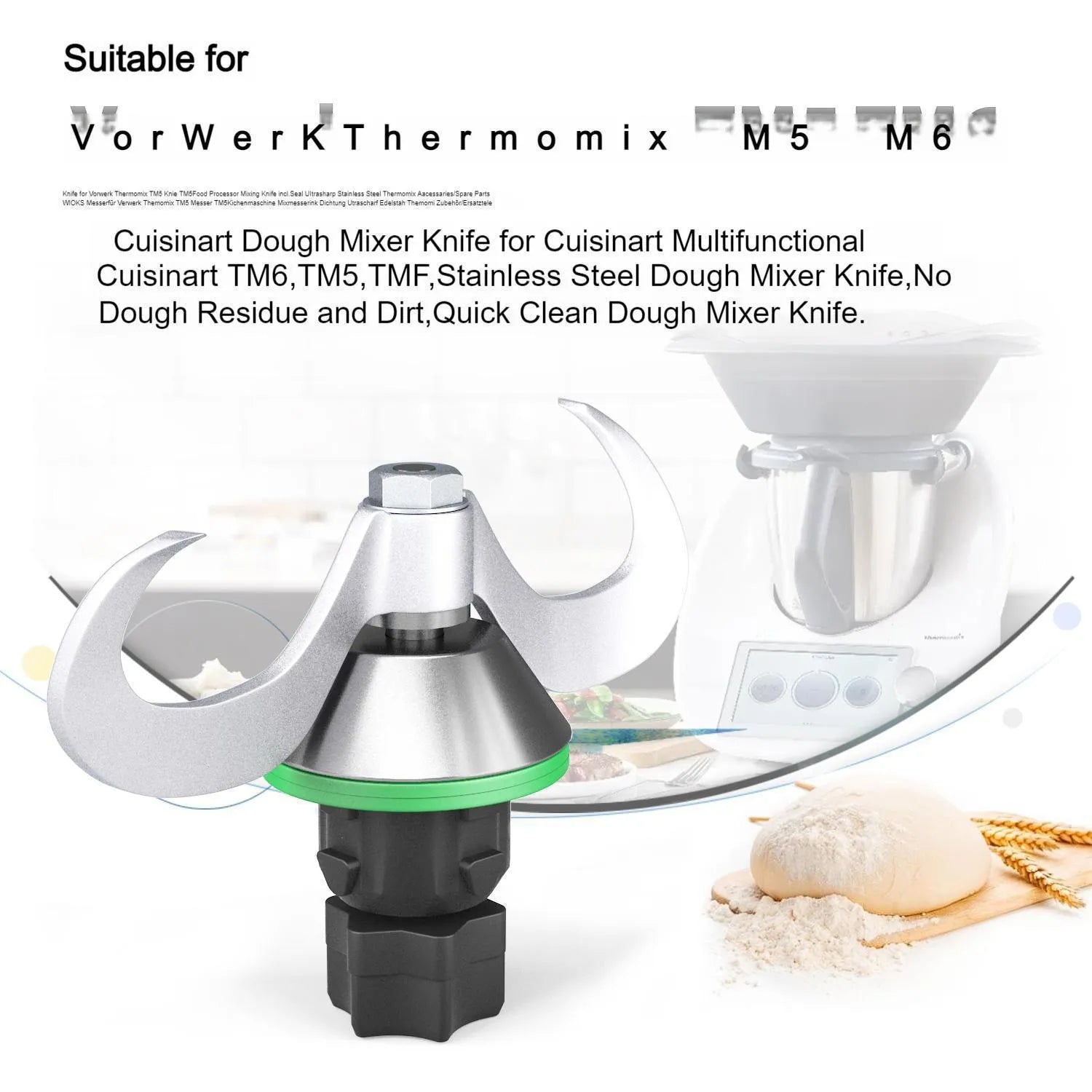 Ceramic dough knife replacement tool for Thermomix TM6 and TM5 food processors