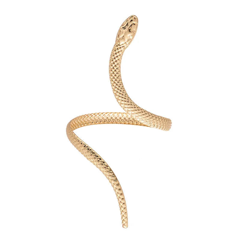 Gold and silver exaggerated twisted snake design metal ring and bracelet jewellery set
