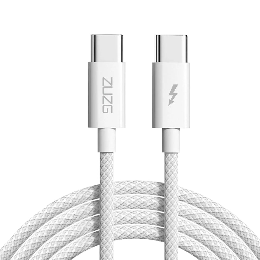 White braided Type-C fast charge data cable 1m for Apple 15 and USB devices