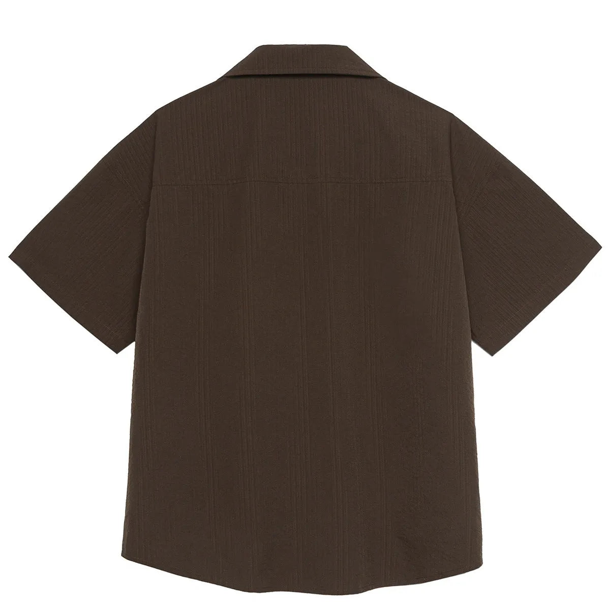 Brown coffee colour stripe pattern outdoor waterproof short sleeve shirt with Cuban collar