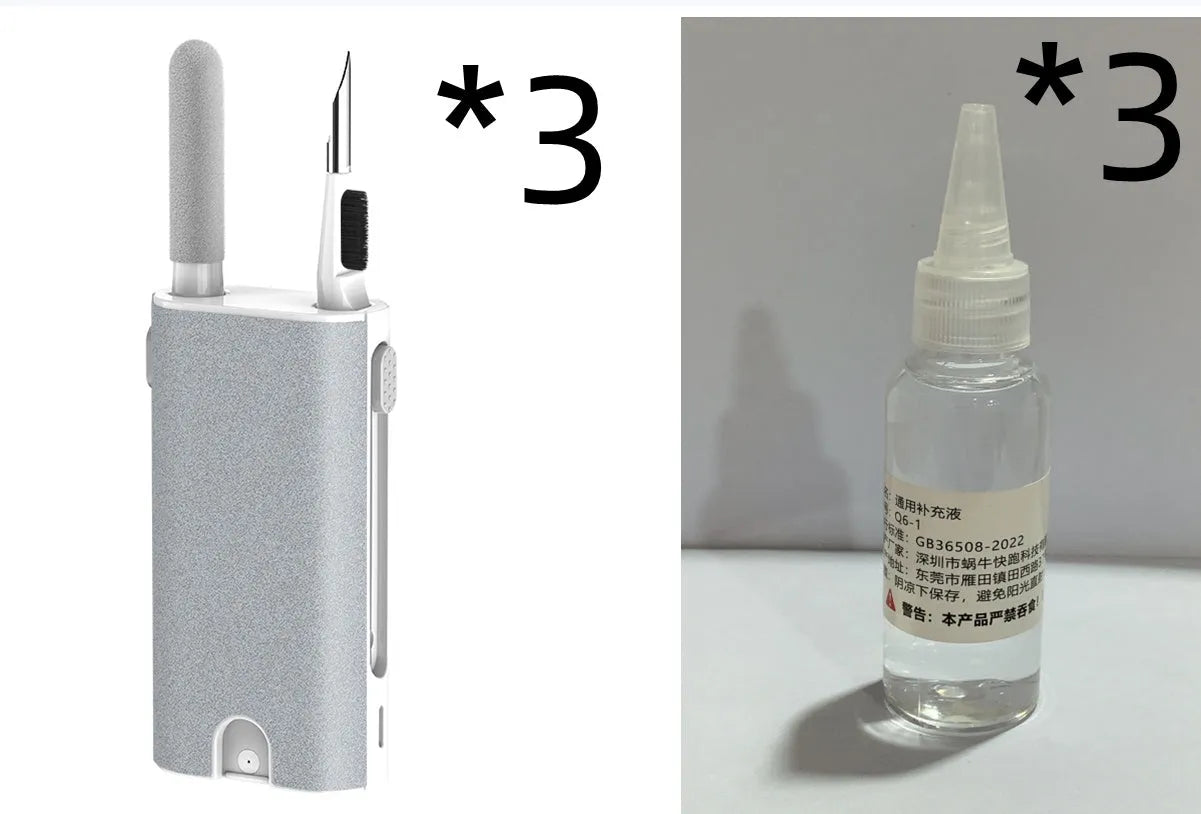 5-in-1 screen and earphone cleaning kit with integrated brush, sponge and metal tip tools