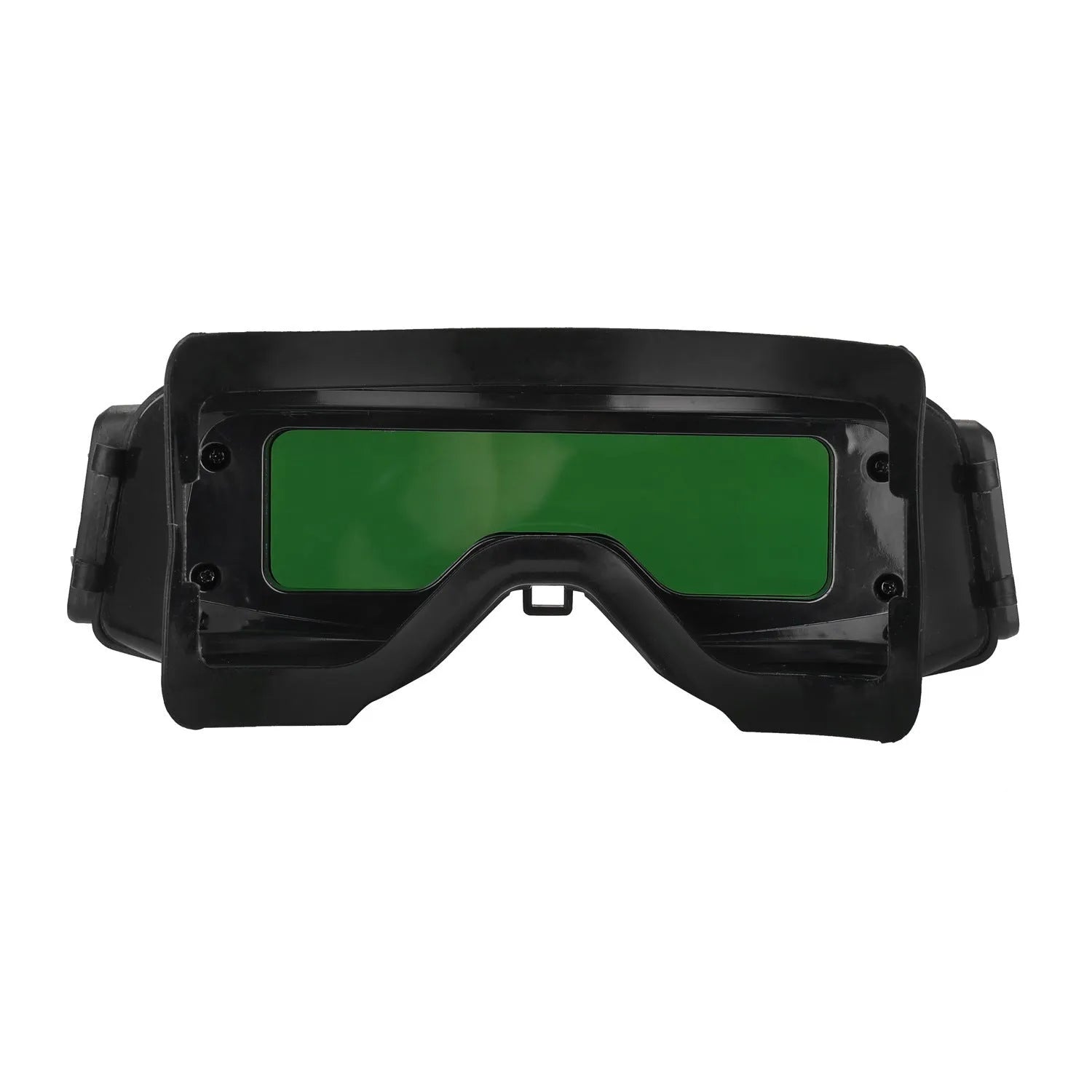 Black automatic darkening welding mask glasses with large rectangular lens for arc welding protection.