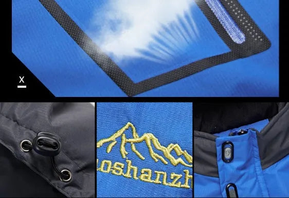 Men's Harsh Winter Jacket with Fleece Lining 3000mm Waterproof UV Resistant Warm Wear Resistant Artificial Fur Collar Available in Red Black Denim Blue Army Green Colour Blue Sizes L to 5XL