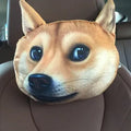 Cat car headrest pillow with cartoon print, oblong shape, removable cover for adult seat