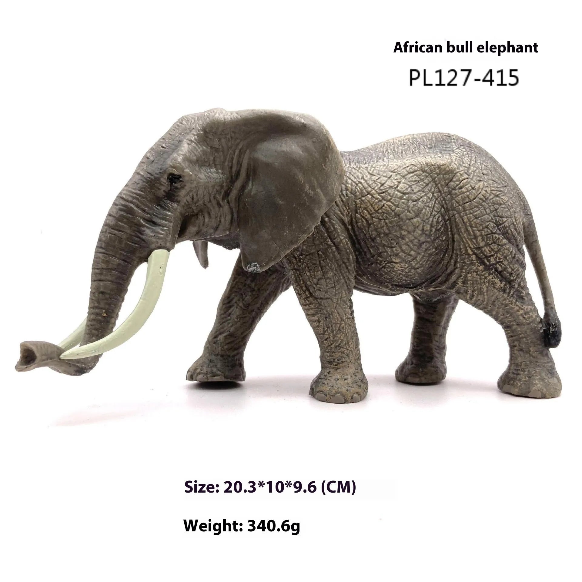 Solid PVC wildlife model replica elephant toy for children, African Elephant variant