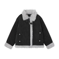 Women's loose-fit retro lamb wool coat in polyester, available in black, brown, and pink