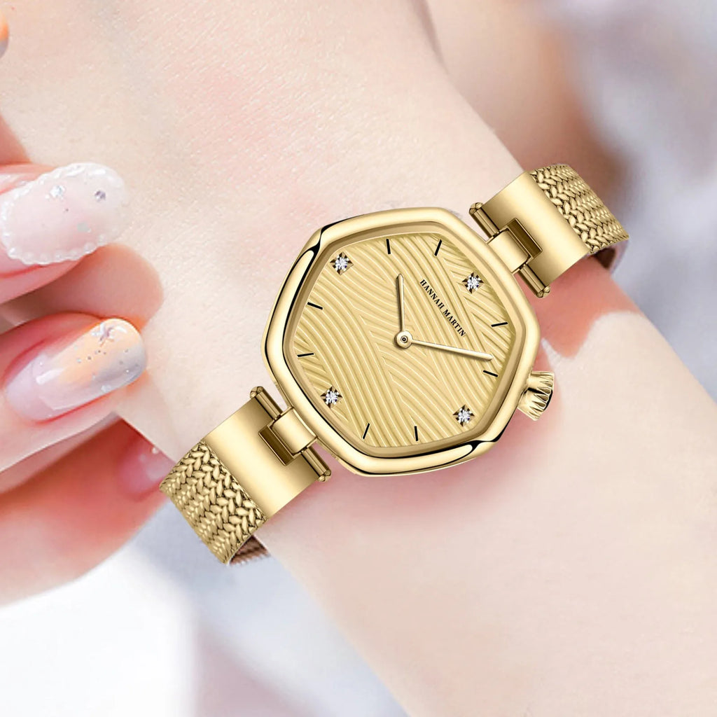 Fashion Simple Hexagonal Movement Women's Watch stainless steel case 30mm casual style