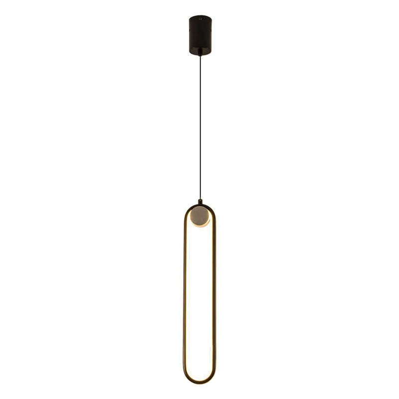 Nordic minimalist oval bedside chandelier in gold finish with integrated LED light source