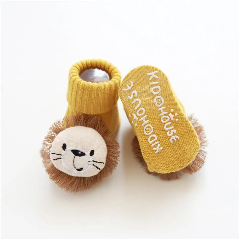 Cotton infant floor socks in multiple patterns with size options XS to M