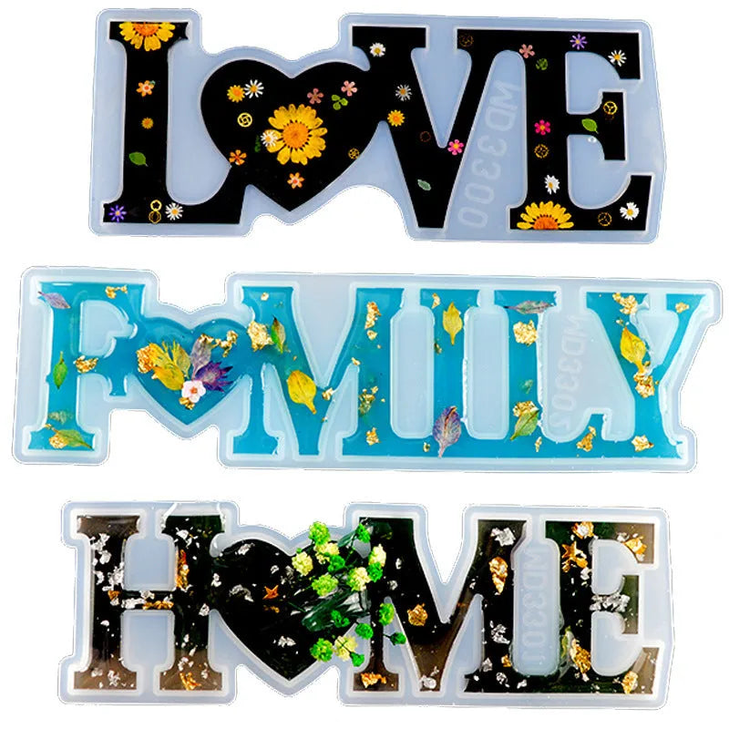 Silicone epoxy mould for creating English letter resin jewellery in six style variations