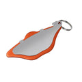 Mountain bike scratch-proof disc brake pads in black and orange colours with adjustment flap.