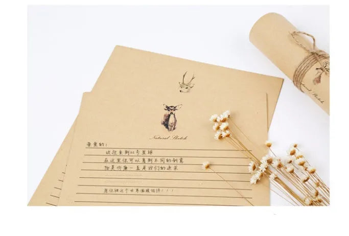 Fawn Kraft Stationery set of 10 sheets, 26 x 18.7cm, four colour options on display