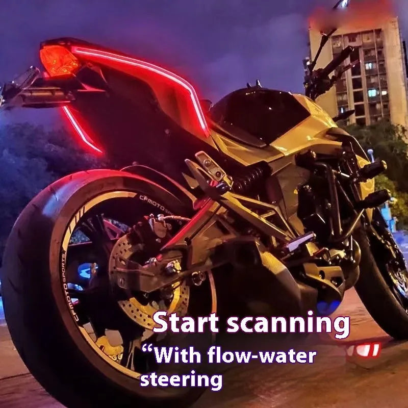 Motorcycle running water steering LED light strip in colour-changing options with 30cm, 45cm, and 60cm lengths