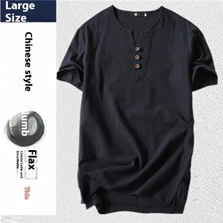 Loose grey cotton T-shirt for men on a hanger, showing short sleeves and pullover style.