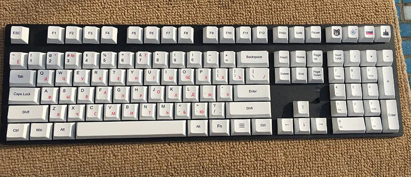 Japanese Russian Korean language PBT heat sublimation keycaps for mechanical keyboards