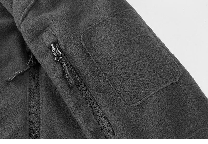 Thick military army fleece tactical jacket for men, windproof thermal, solid army green, turn-down collar