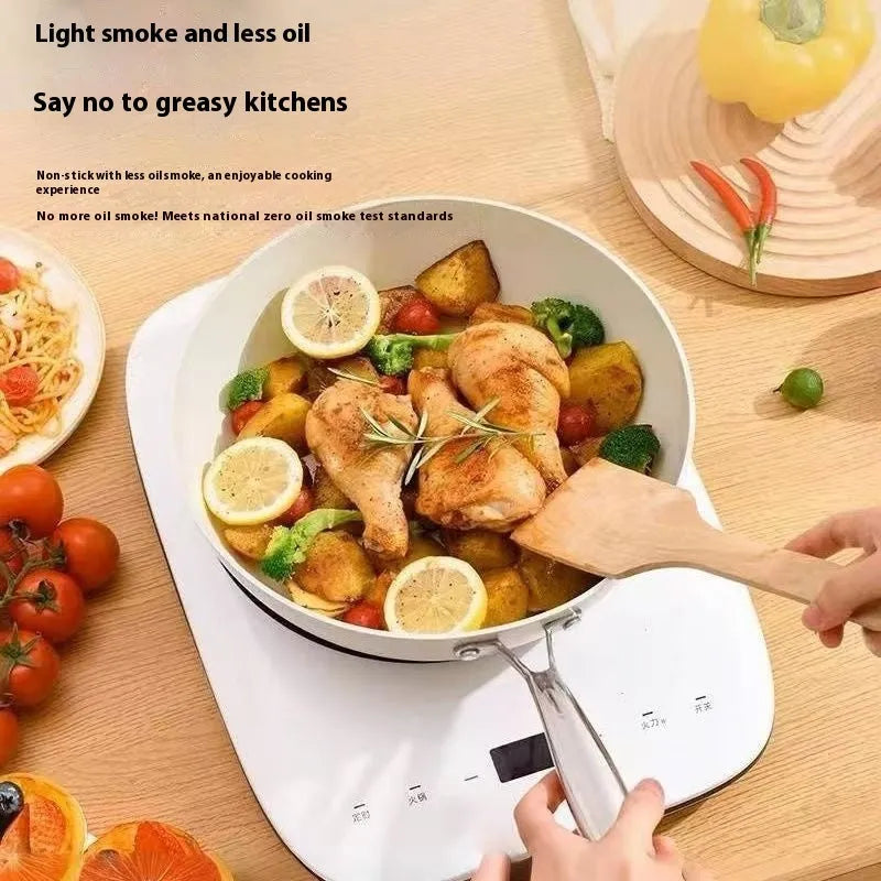 28cm household pebble ceramic non-stick stir fry pan with stainless steel glass lid