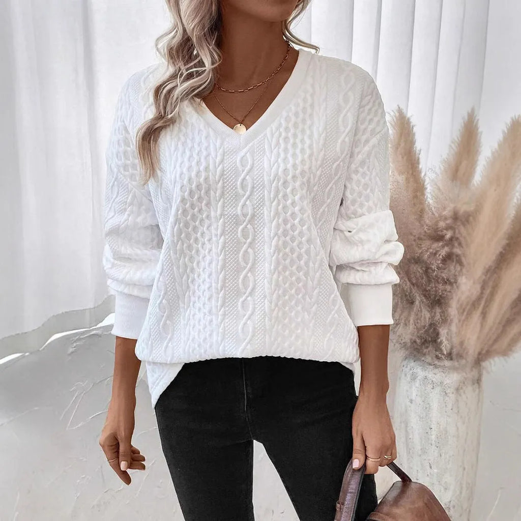 Milky white men's loose fit long sleeve t-shirt with 3D stereo pattern detail.