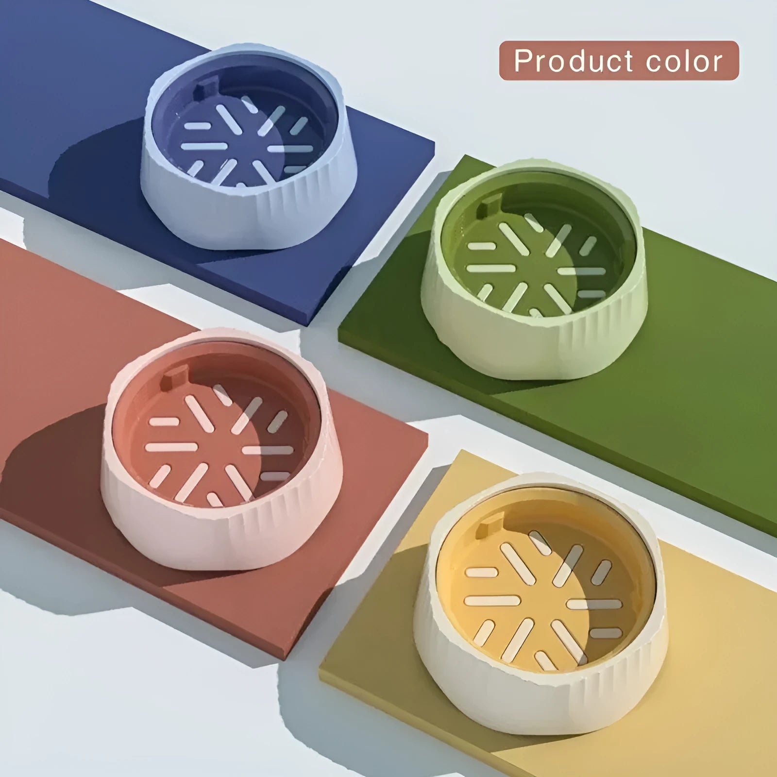 PP slow feeding bowl for cats and dogs in blue green pink white colours
