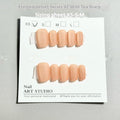 Set of frosted velvet Cat's Eye press-on false nails with Aurora armour effect in short ladder sizes.