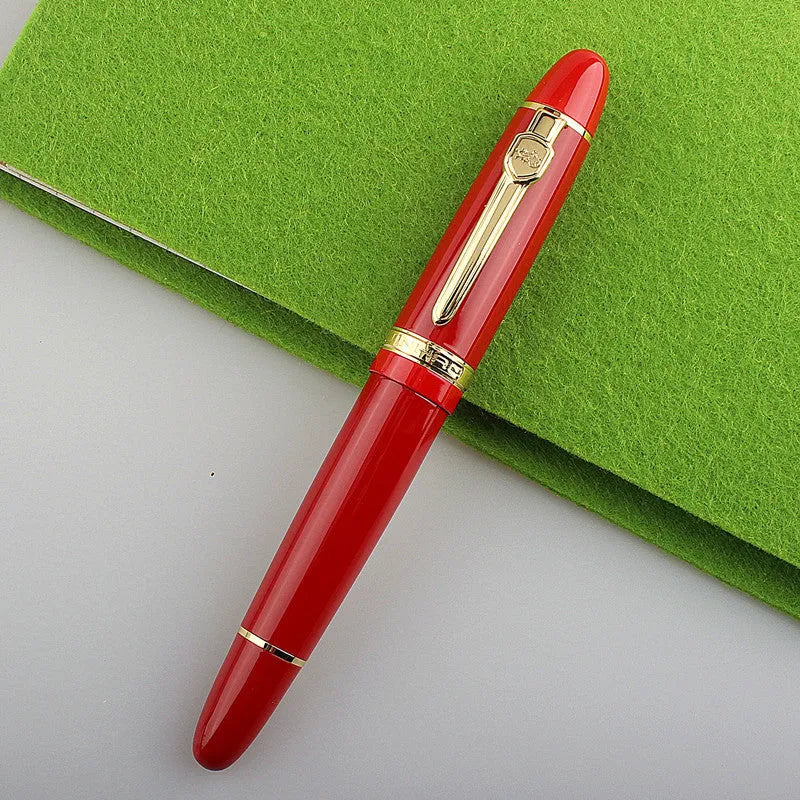 Metal ball pen with pearl bead body and gold clip, 0.5mm tip, in red and gold finish