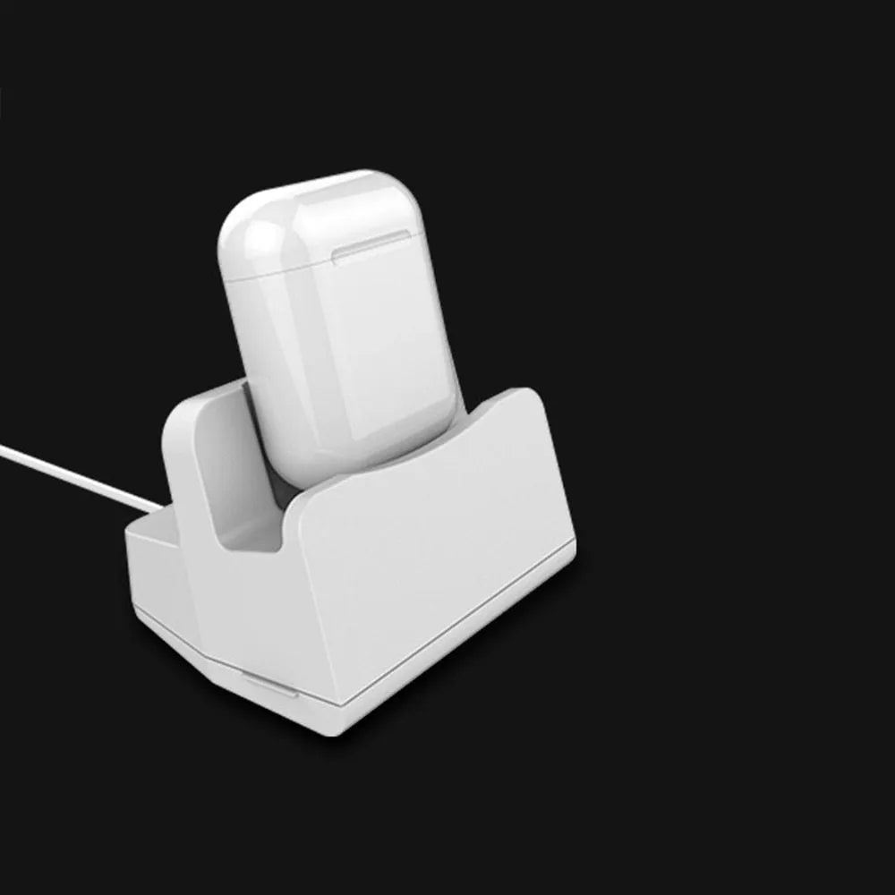 White headphone charging base with fashion design on desk
