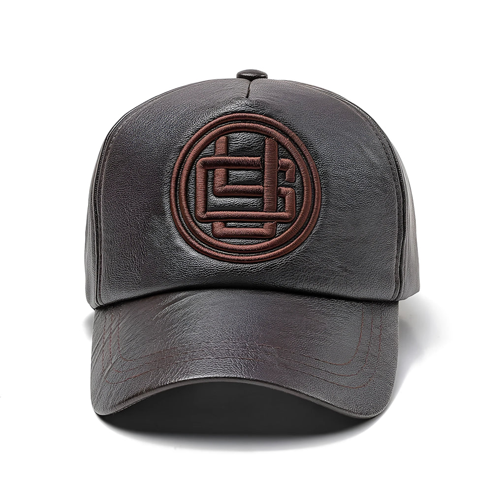Adjustable imitation leather peaked cap in three colours black dark coffee light coffee for spring autumn winter