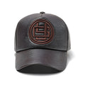 Adjustable imitation leather peaked cap in three colours black dark coffee light coffee for spring autumn winter