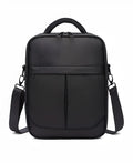 Black men's messenger bag made from Oxford fabric showing shoulder strap and main compartment.