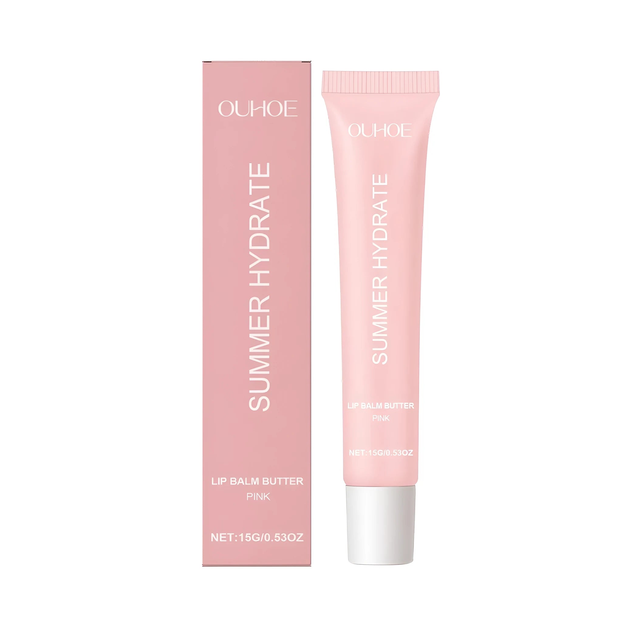 Pink tint shea butter lip balm stick with grape seed oil and vitamin E formula