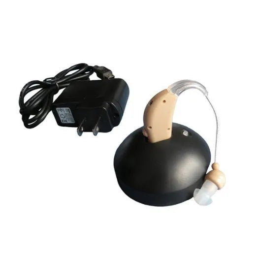 Rechargeable behind-the-ear hearing aid amplifier with digital sound processing technology