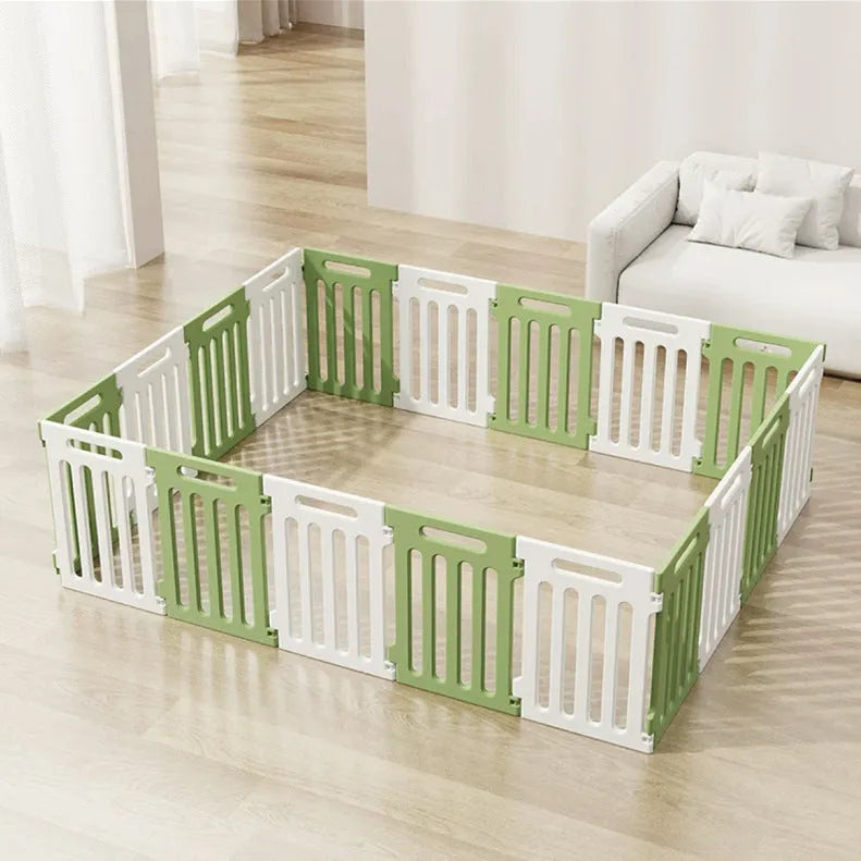 Plastic dog indoor isolation fence with guardrail panels in multiple colour combinations