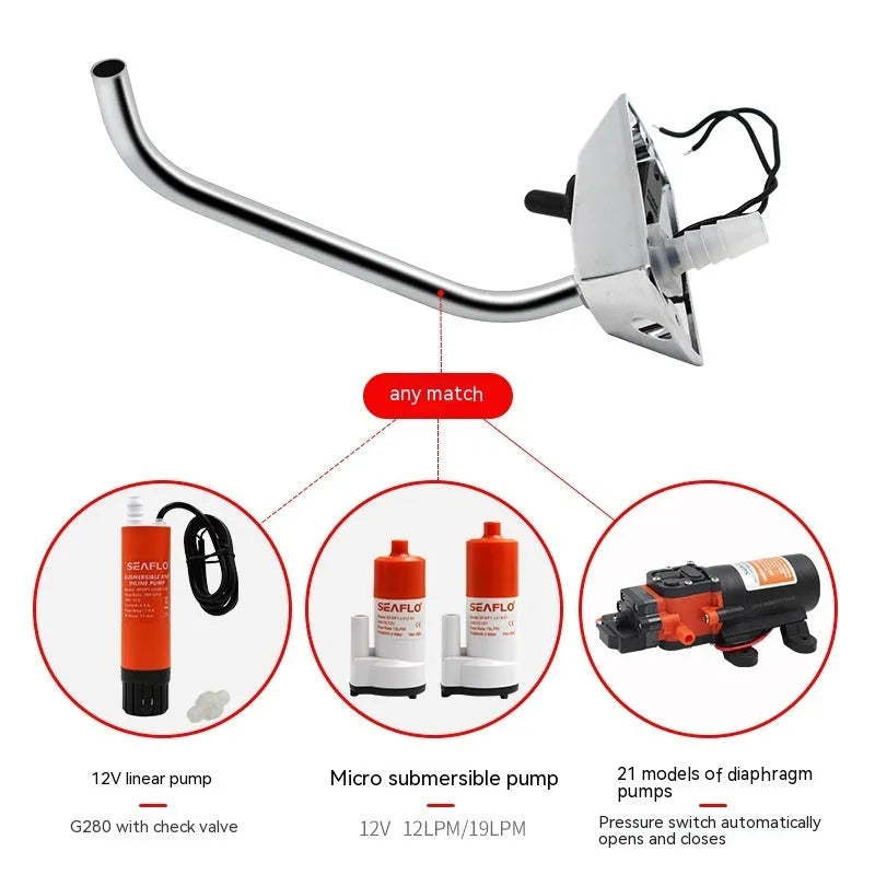 316 stainless steel RV faucet with electronic control and rotating spout