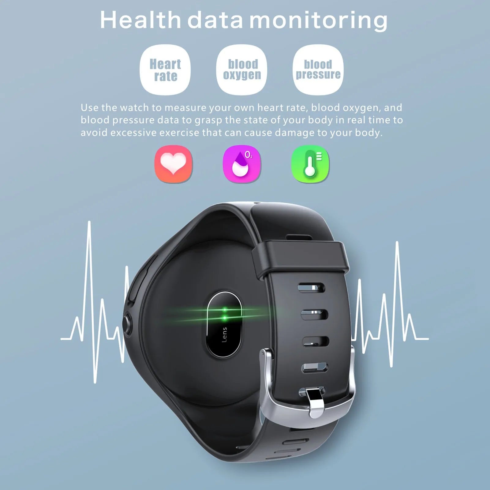 Black Bluetooth headset detached from a smart bracelet with a colour screen, showing a heart rate graph.