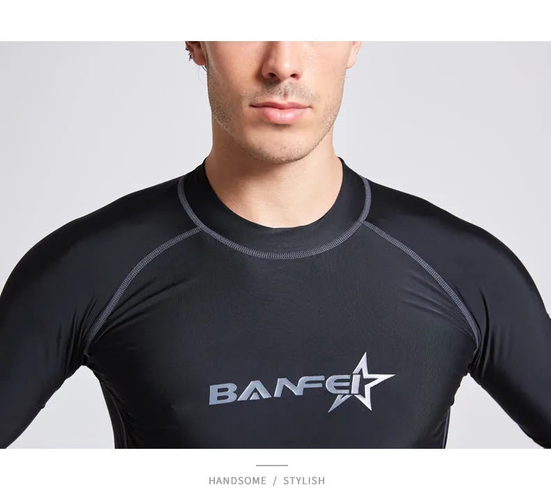 Men's quick-drying half sleeve nylon wetsuit set for swimming and surfing in blue