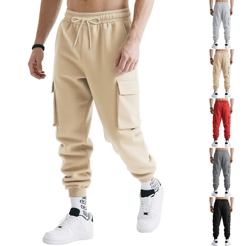 Men's loose fit multi-pocket work trousers in elastic fabric available in multiple colours and sizes