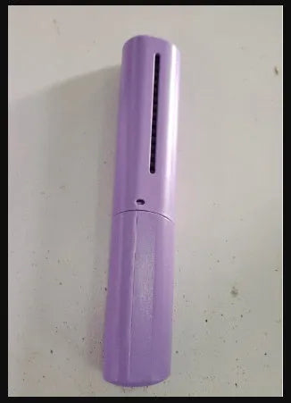 Cordless hair straightener brush with ceramic coating, available in purple, green, and pink, showing compact design
