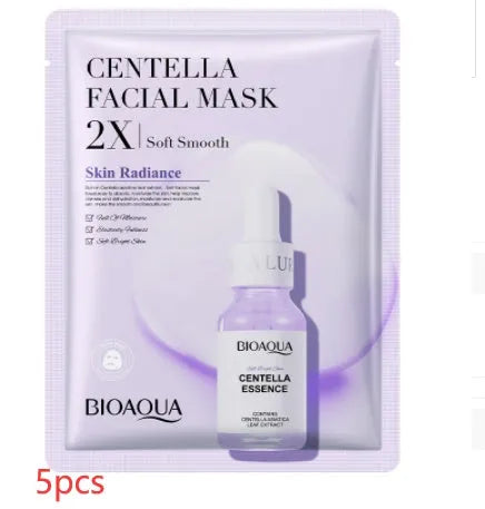 Collagen face sheet mask with 30g gel formula showing hyaluronic acid and Centella Asiatica variants