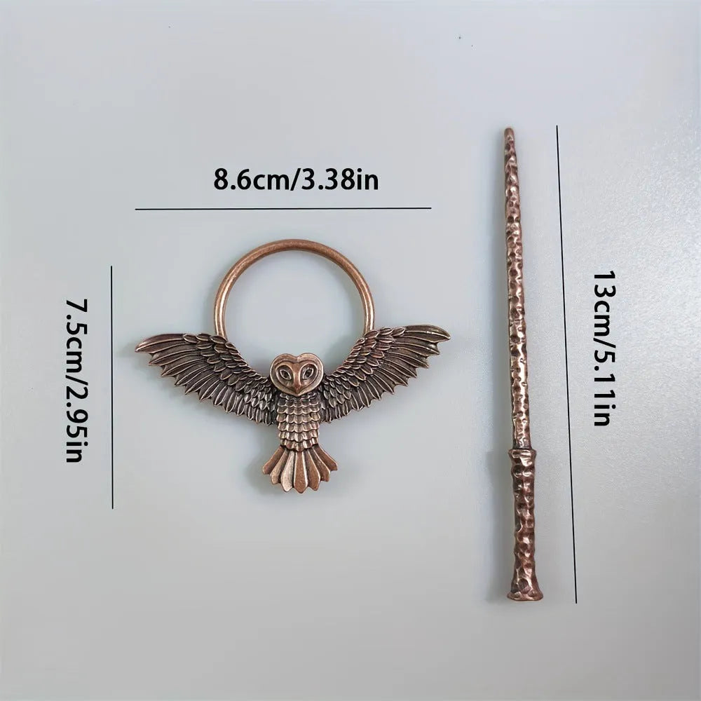 Copper geometric metal hair accessory with electroplated finish inspired by Nordic Vikings design