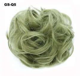 Fluffy drawstring curly hair bun ring set in 1B style with chemical fibre construction, popular in Europe Japan South Korea for women