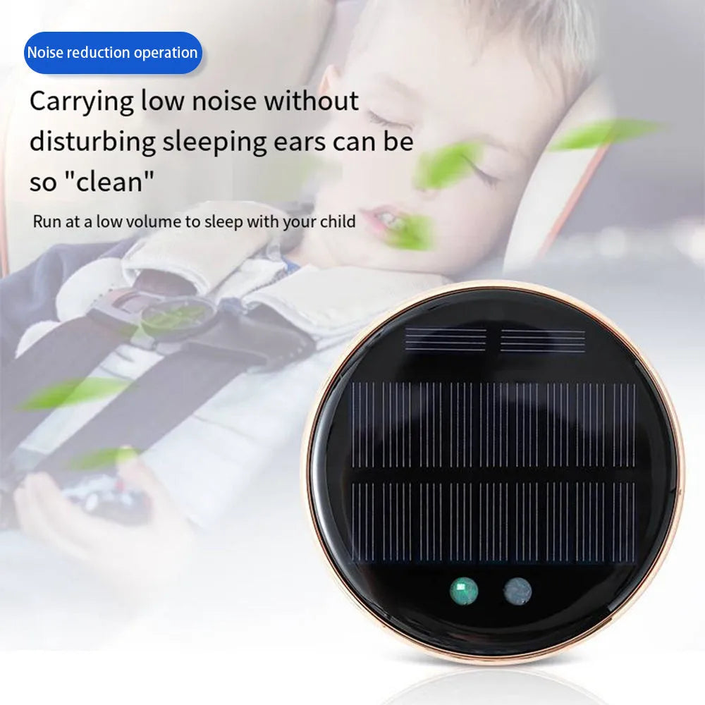 Car mounted solar air humidifier in black, gold, or red with vent mounting bracket and adjustable controls