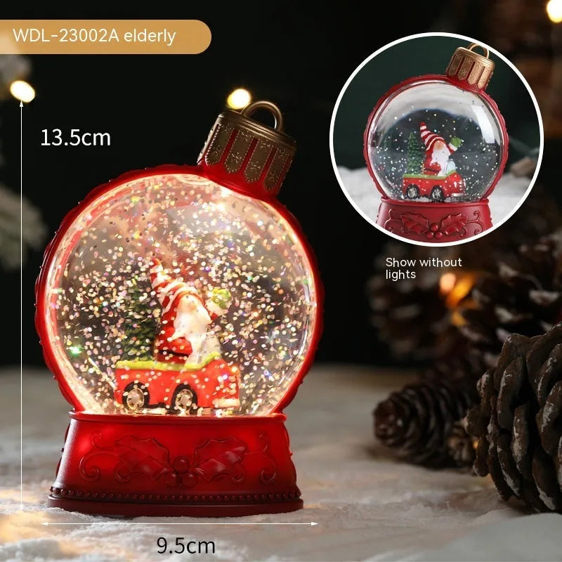 Battery-operated LED Christmas decoration with flame effect in plastic old man, snowman, child tree or angel designs