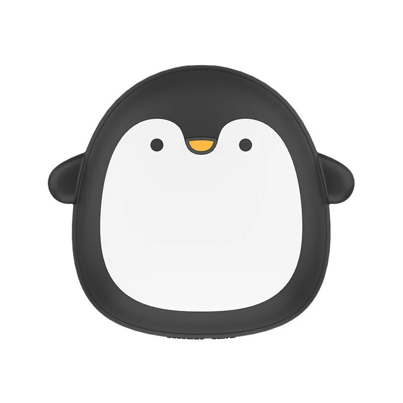 Cartoon penguin polar bear USB rechargeable hand warmer power bank showing black, white, and white-black colour options