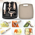 Green stainless steel kitchen cutter set with wheat straw board and multi-function planer accessories