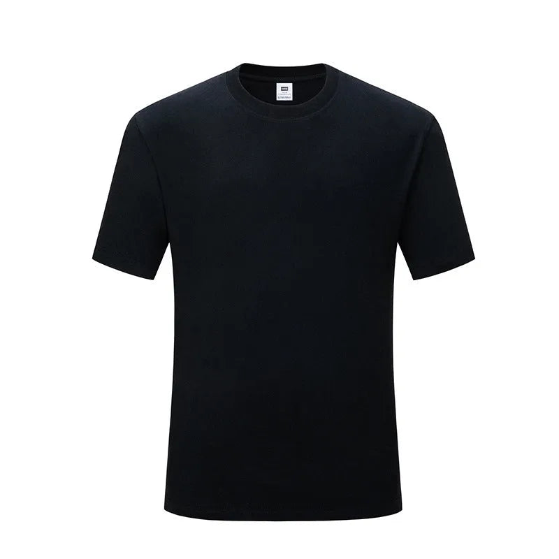 Men's round neck cotton t-shirt in loose fit, available in black or white solid colours