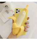 Yellow banana unzip silicone phone case for iPhone with soft TPU protection