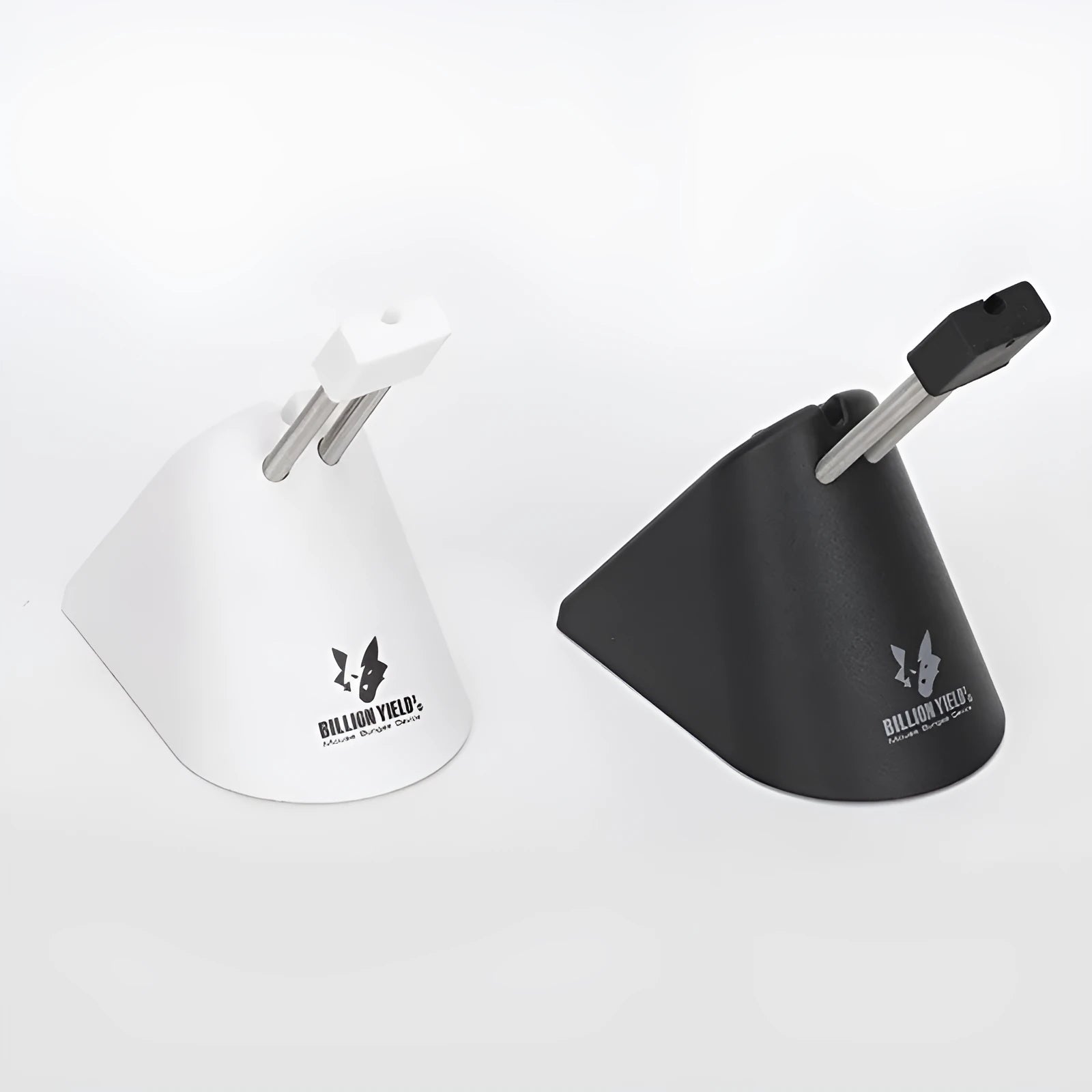 Black and white ABS plastic mouse cable holder for desktop wire management.