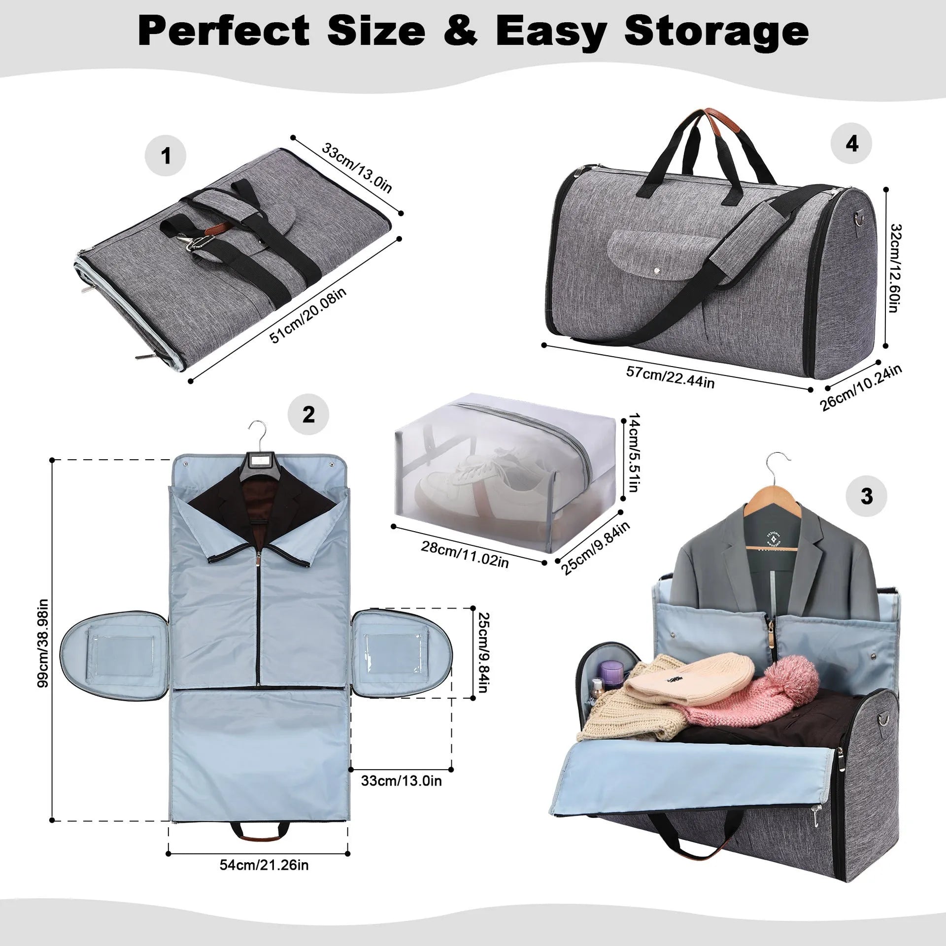 Folding duffel bag in Oxford cloth with expandable 36-55L capacity, shown in black colour.