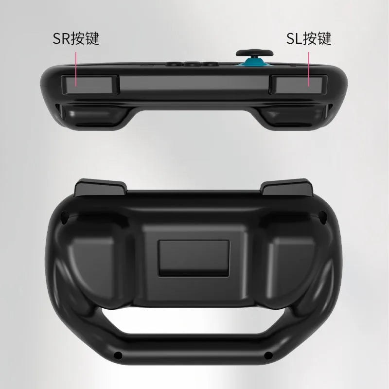Pair of Switch2 controller grips in Black, Red and Blue, and White ABS plastic